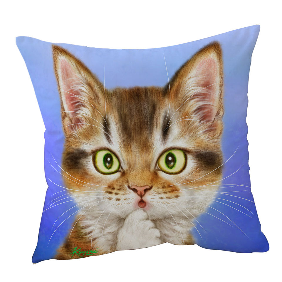 Funny Throw Pillows Cat Faces Drawings Surprised Kitten