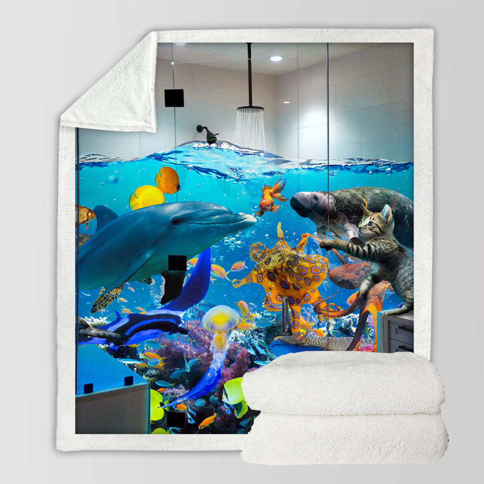 products/Funny-Throws-Artwork-Crazy-Shower-Room-Marine-Life-and-Cat