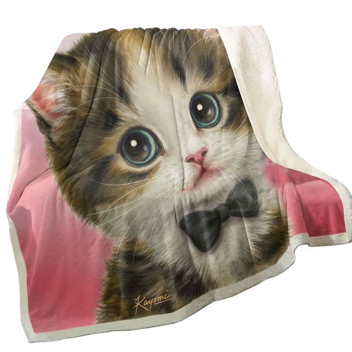 Funny Throws Cat Art Adorable Gentleman Kitten