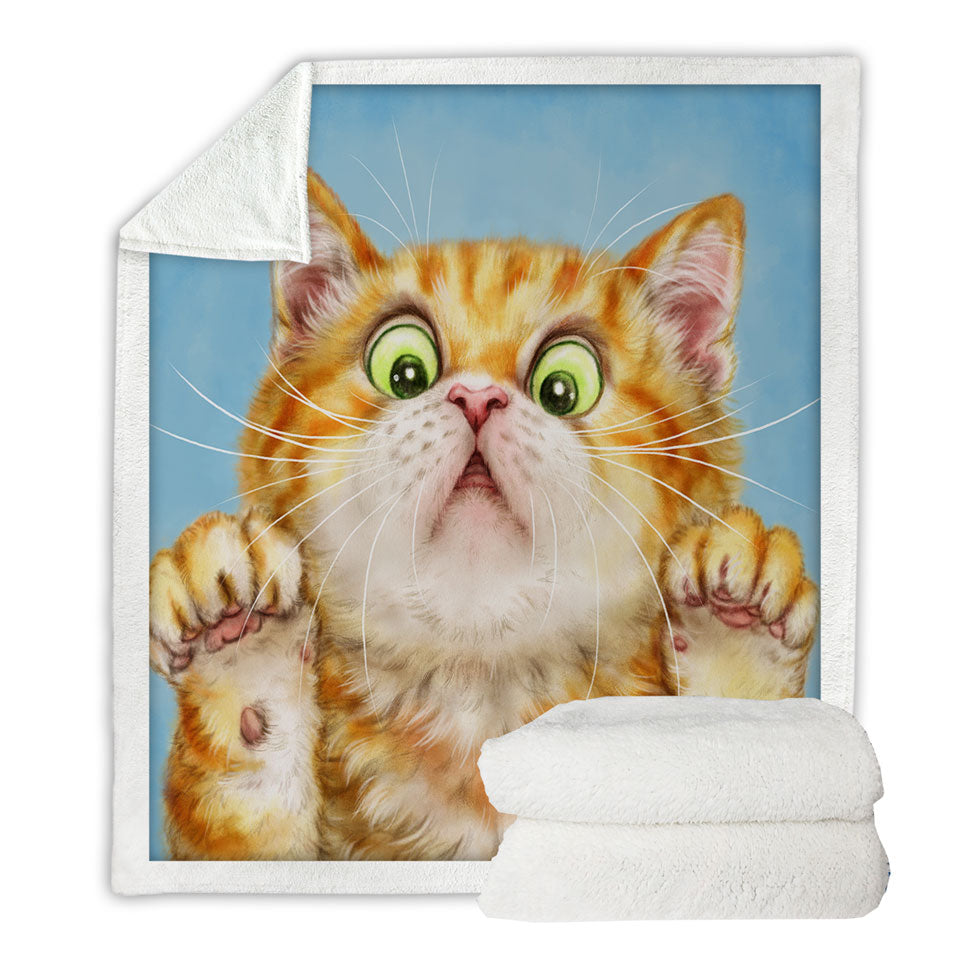 Funny Throws Cats Art Curious Ginger Kitten