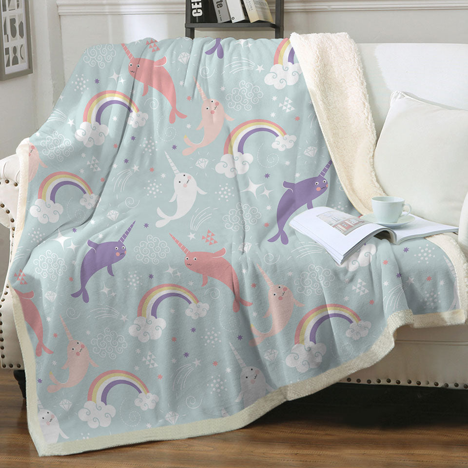 Funny Throws Cute Rainbow Unicorn Dolphin for Kids
