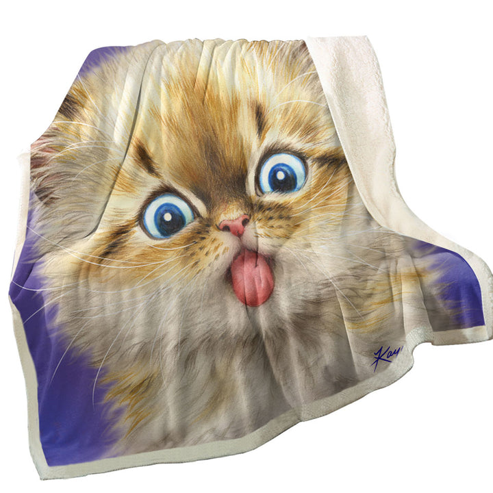 Funny Throws Fool Face Kitten Cat with Tongue Out