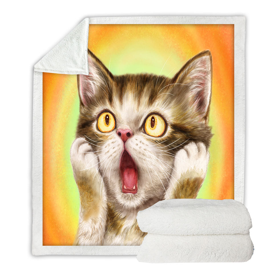 Funny Throws with Cat Designs Freaked Out Kitten