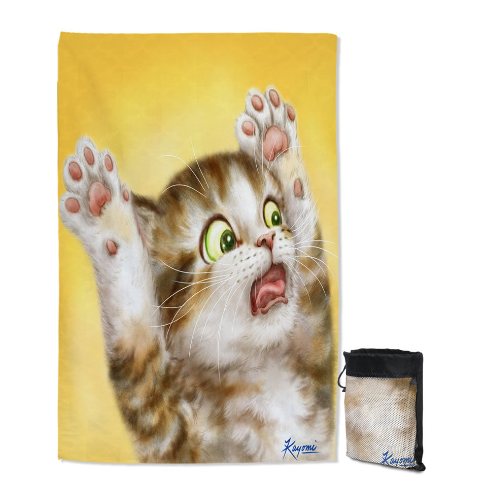 Funny Travel Beach Towel with Cats for Kids the Panic Attack Kitty