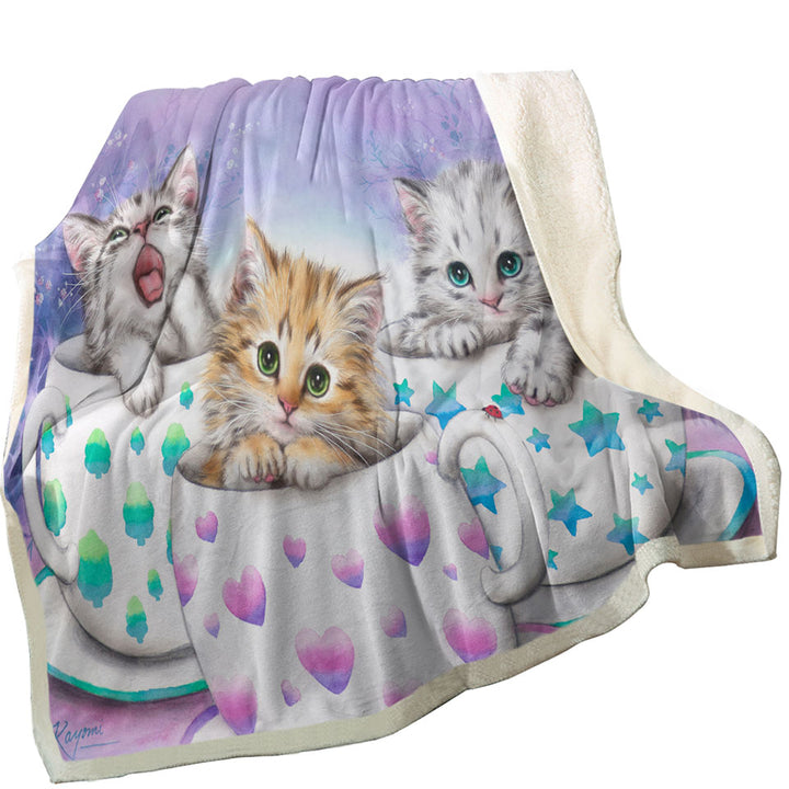 Funny Trendy Blanket Cats Art Coffee Cups with Cute Kittens