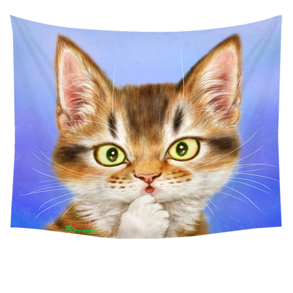 Funny Wall Decor Cat Faces Drawings Surprised Kitten