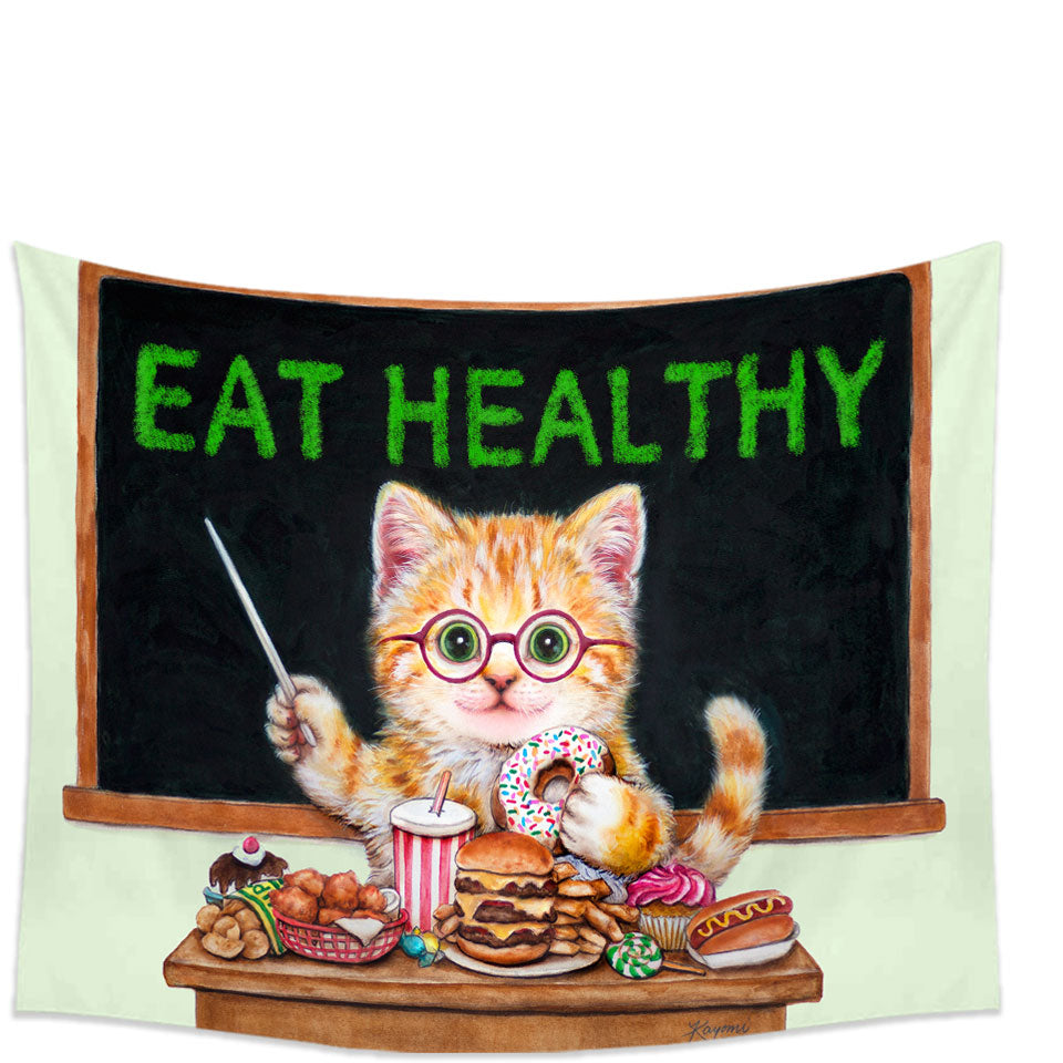 Funny Wall Decor Cute Cats Fast Food Teacher Kitten Tapestry