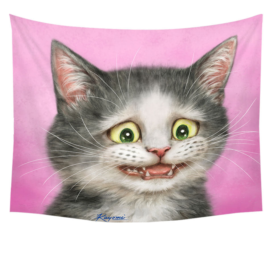 Funny Wall Decor Tapestries Cats Drawings the Traumatized Kitten