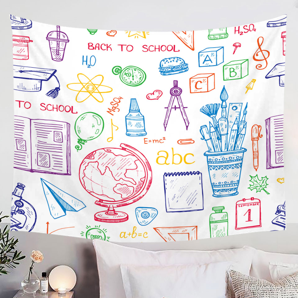 Funny Wall Decor Tapestry with Multi Colored Back to School Kit