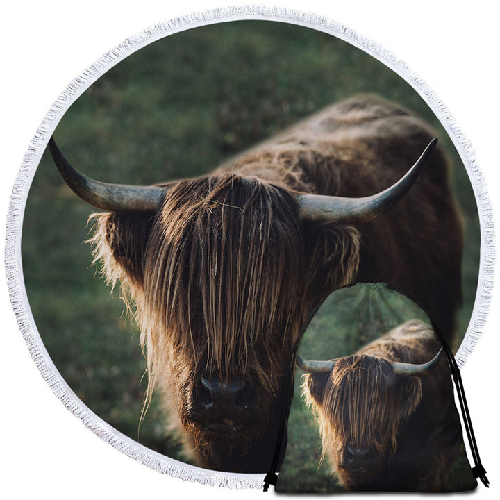 Funny Wild Yak Round Beach Towel