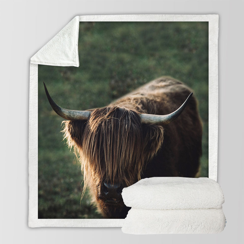 Funny Wild Yak Throw Blanket