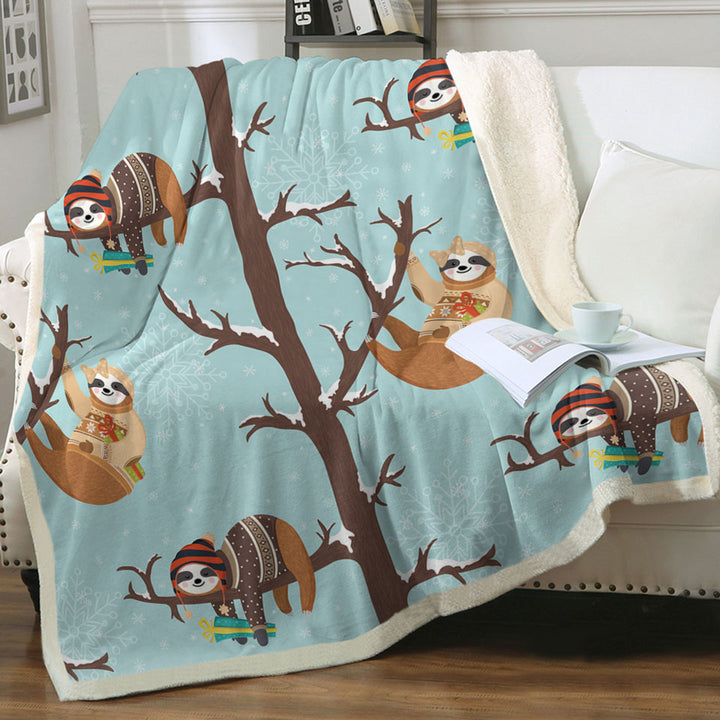 Funny Wintery Sloths Throws