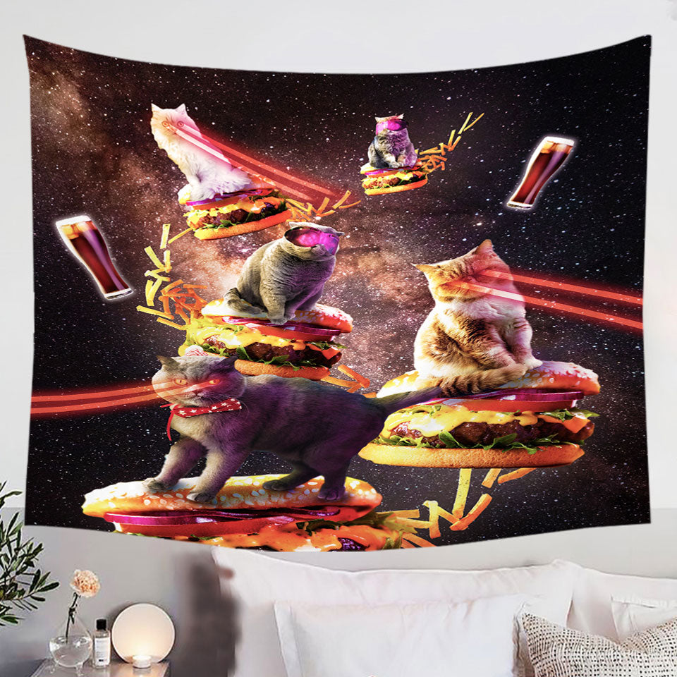 Funny-and-Cool-Galaxy-Cat-on-Cheeseburger-Wall-Decor-Tapestry