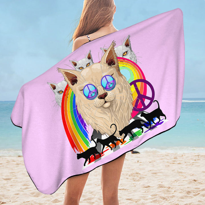 Funny and Cool Microfibre Beach Towels with Retro Cats