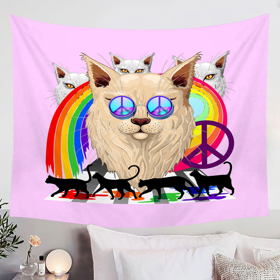 Funny and Cool Wall Decor Tapestry Retro Cats