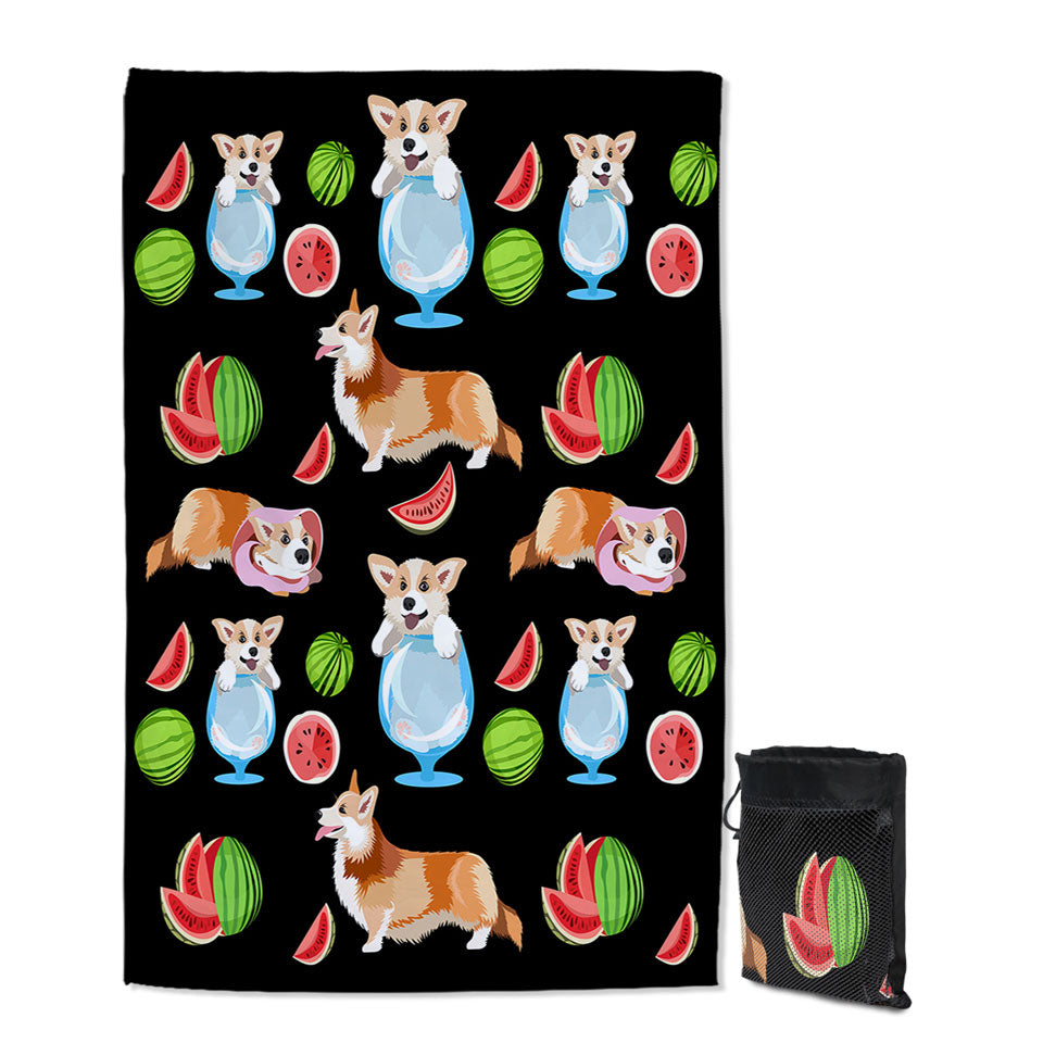 Funny and Cute Corgi Dog Beach Towels