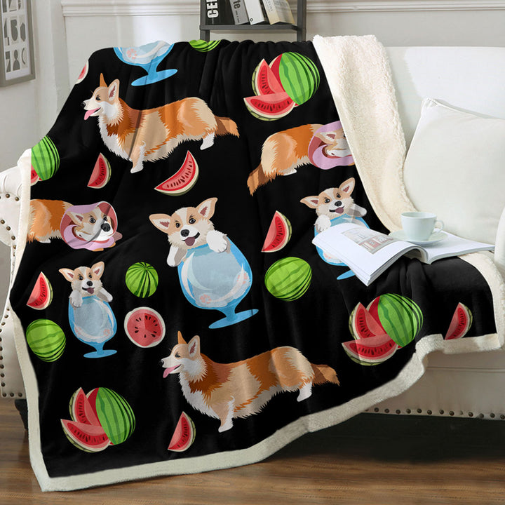 Funny and Cute Corgi Dog Sherpa Blanket