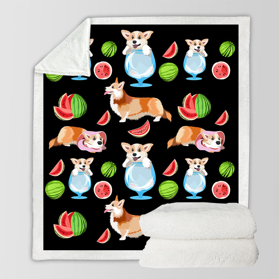 Funny and Cute Corgi Dog Throw Blanket