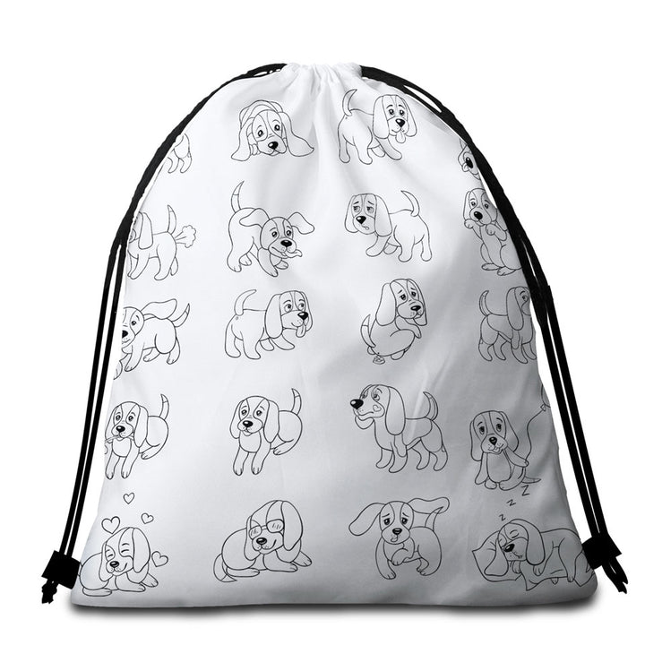 Funny and Cute Puppy Beach Towel Bags for Kids