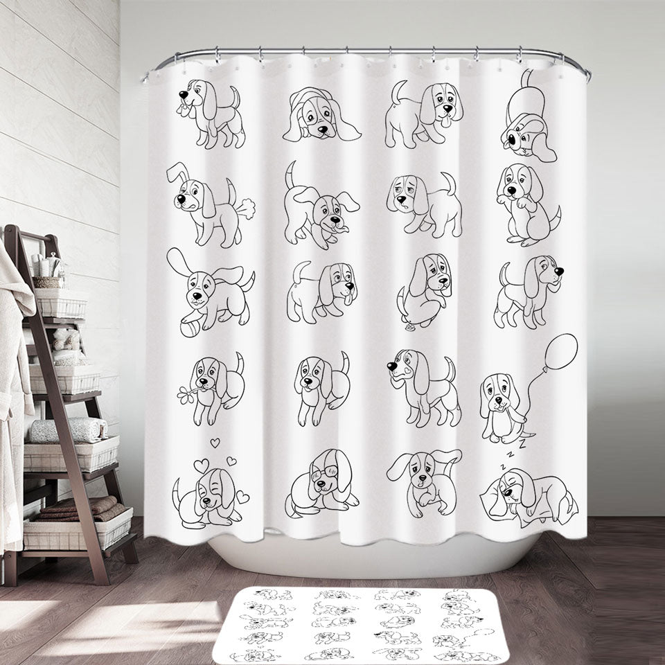 Funny and Cute Puppy Shower Curtain for Kids