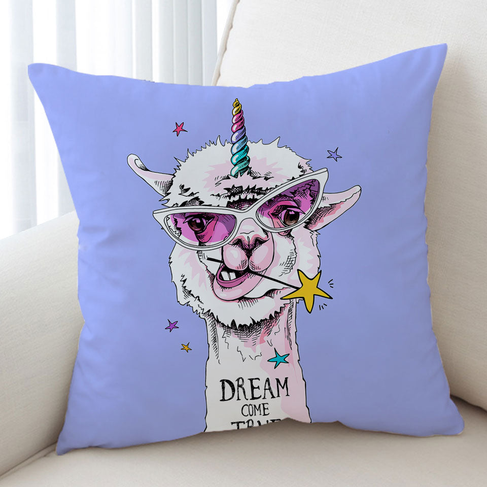 Funny and Positive Cushion Covers Unicorn Llama