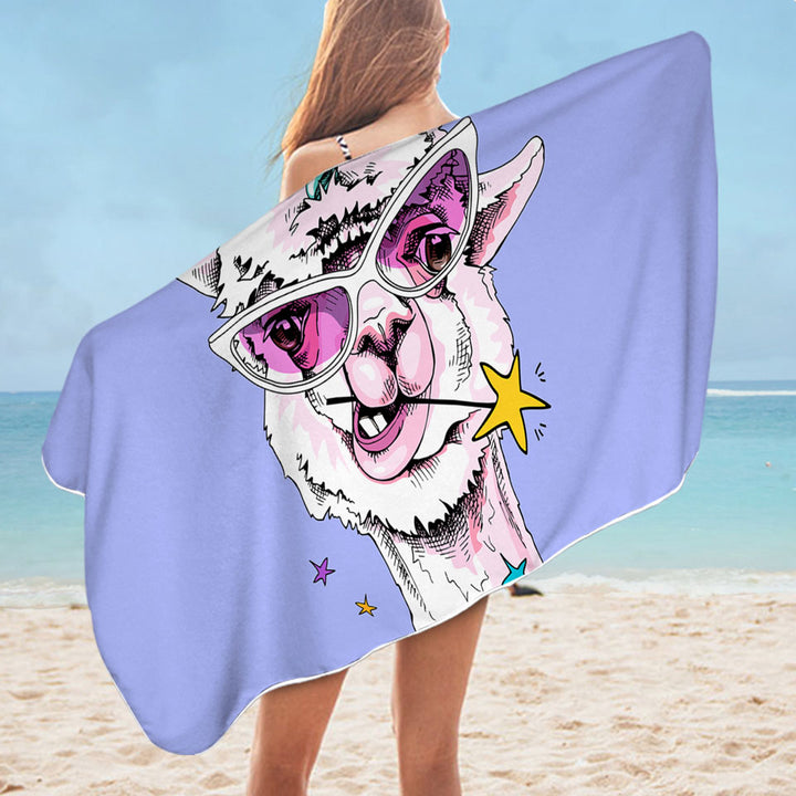 Funny and Positive Pool Towels Unicorn Llama