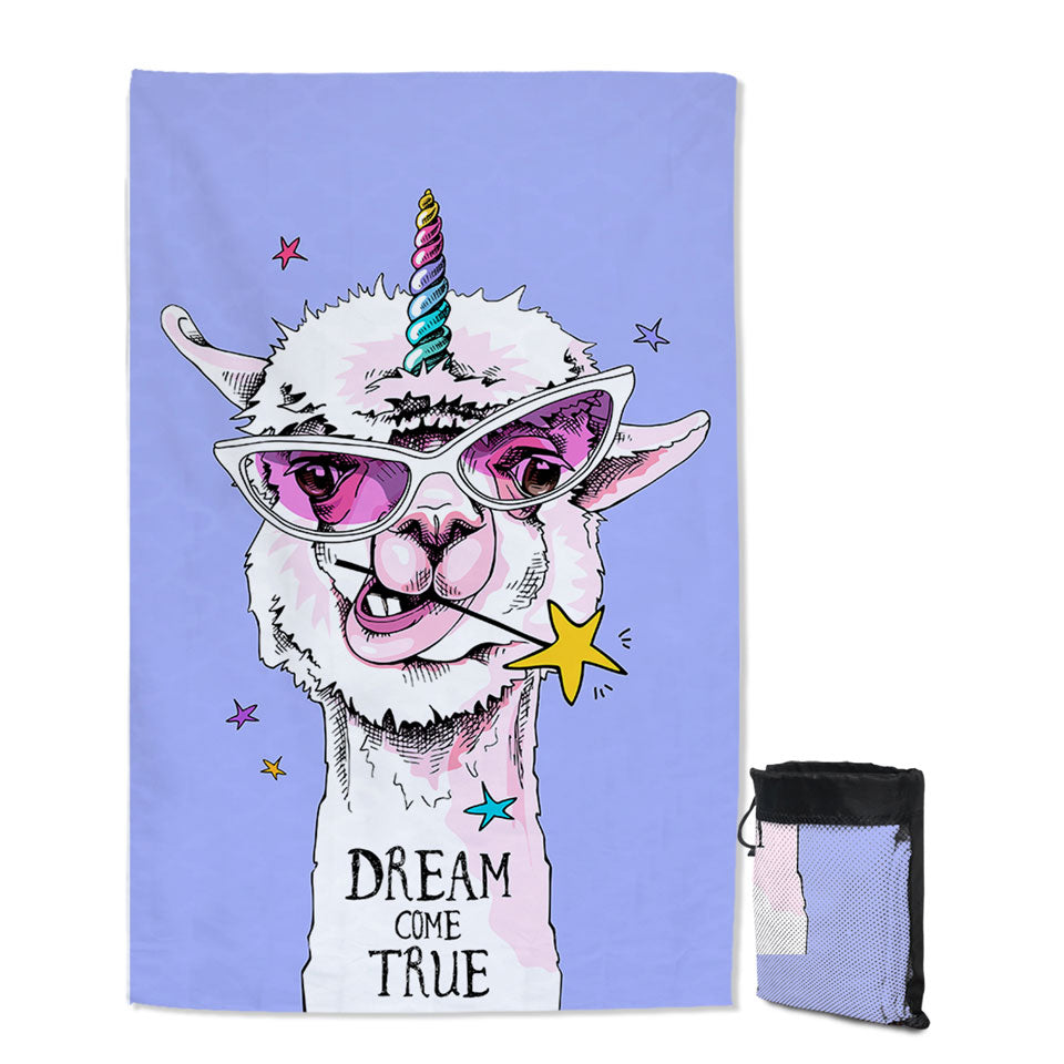 Funny and Positive Thin Beach Towels Unicorn Llama
