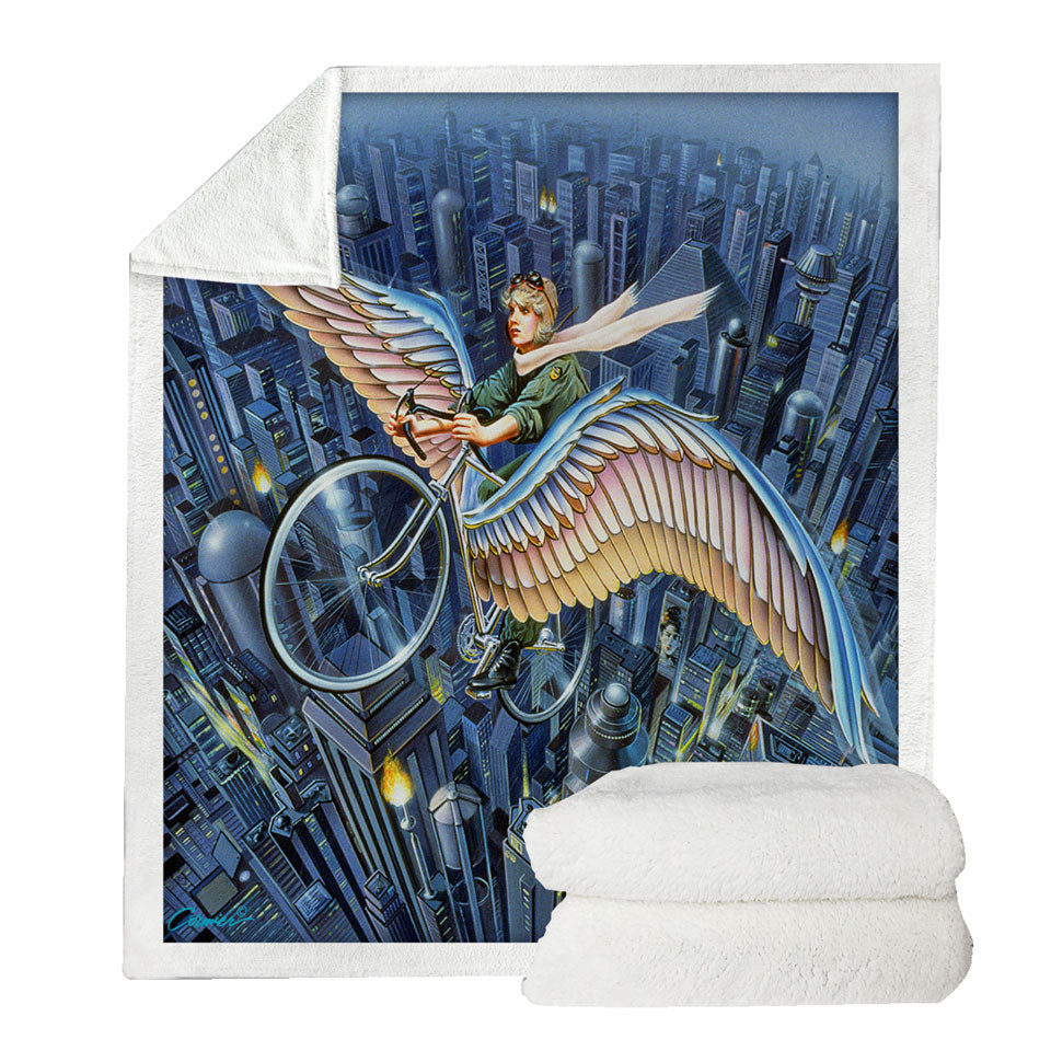 Future Icarus Bicycle Wings above the City Throws