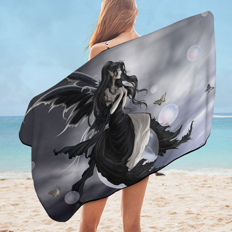 Gathering Storm Fantasy Art of Dark Fairy Microfiber Beach Towel