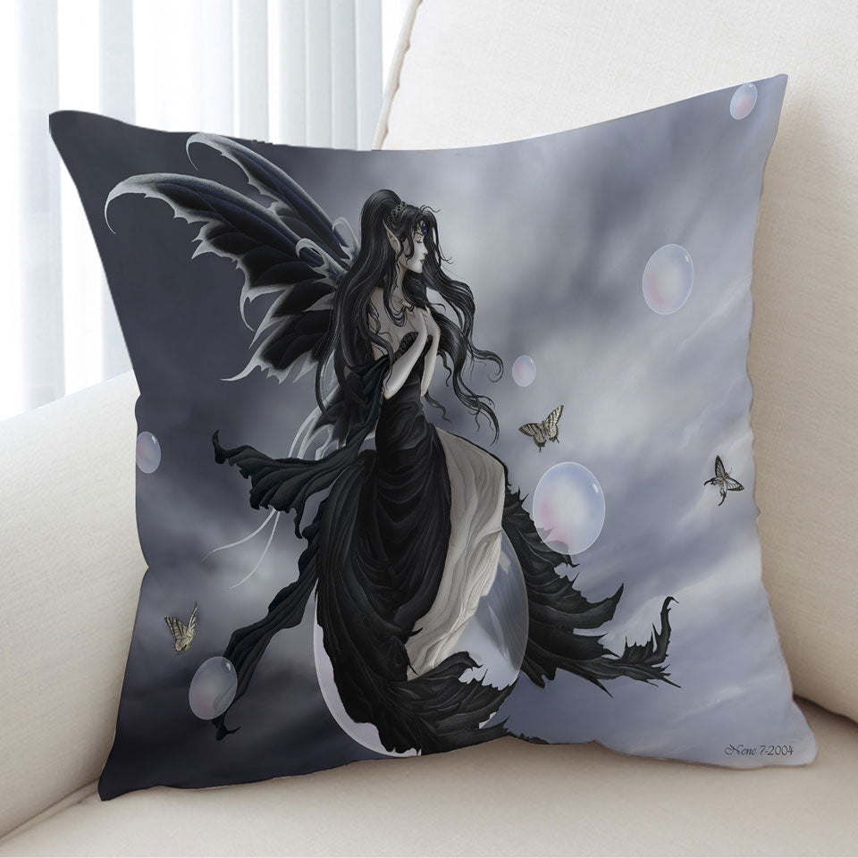 Gathering Storm Fantasy Art of Dark Fairy Throw Pillow