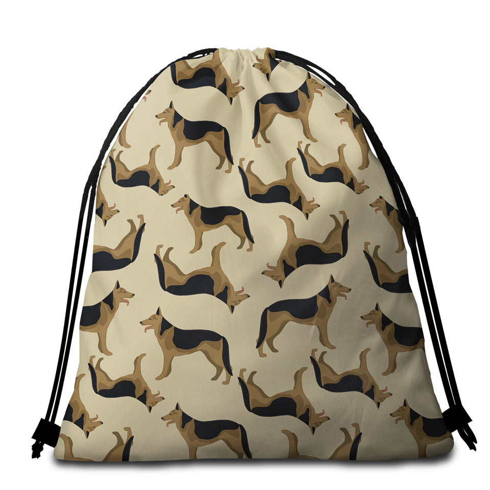 German Shepherd Dog Beach Towel Bags