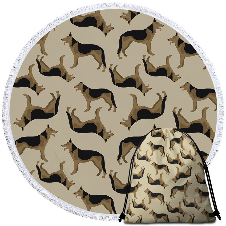 German Shepherd Dog Round Beach Towel
