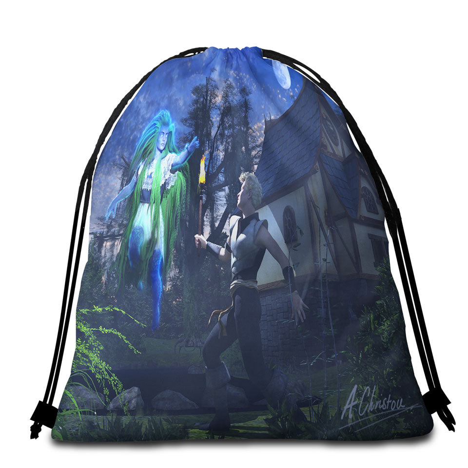 Ghostly Encounter Fiction Art Beach Bags and Towels