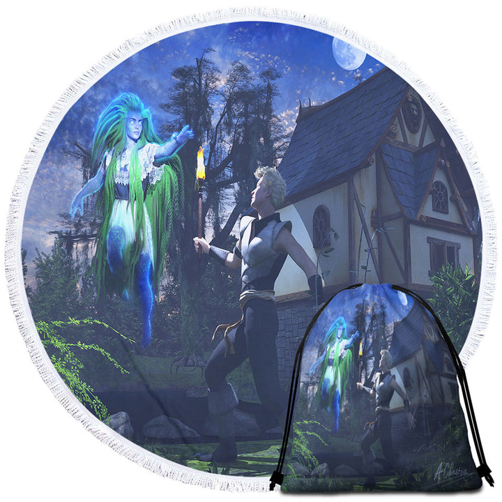 Ghostly Encounter Fiction Art Beach Towels and Bags Set