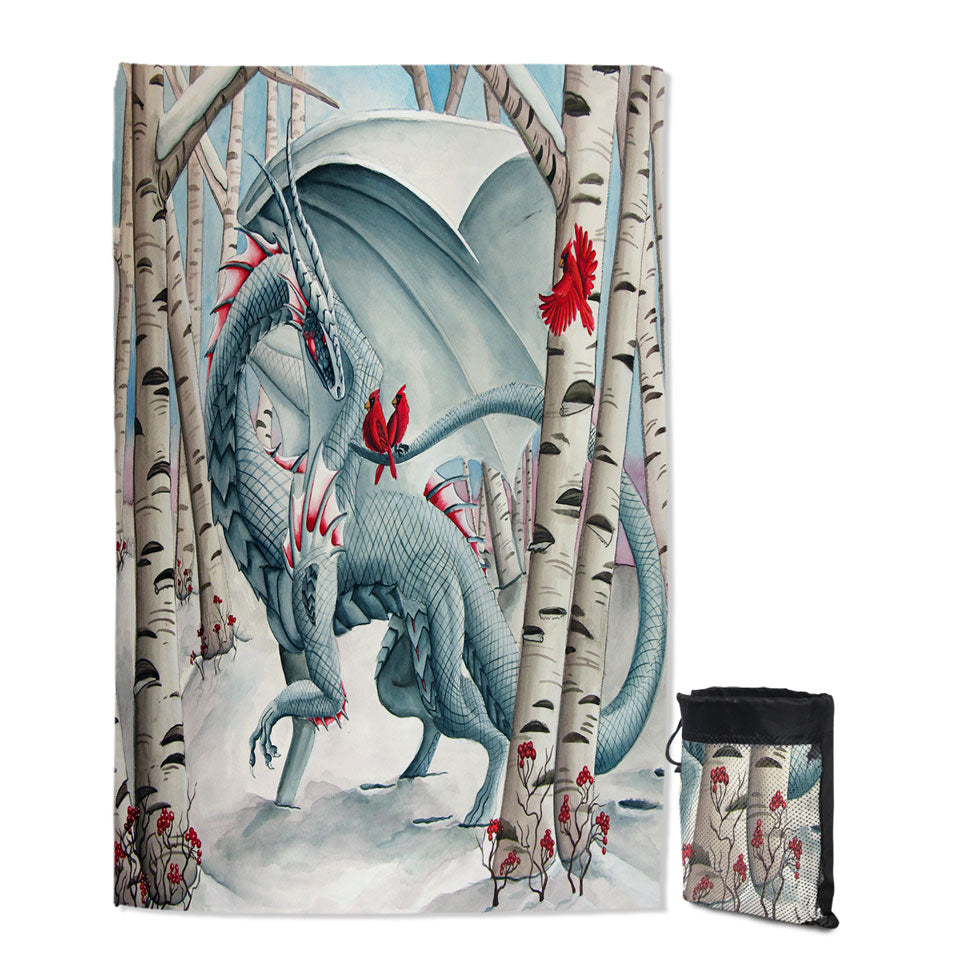 Giant Beach Towel Lady of the Forest Fantasy Art Dragon Painting