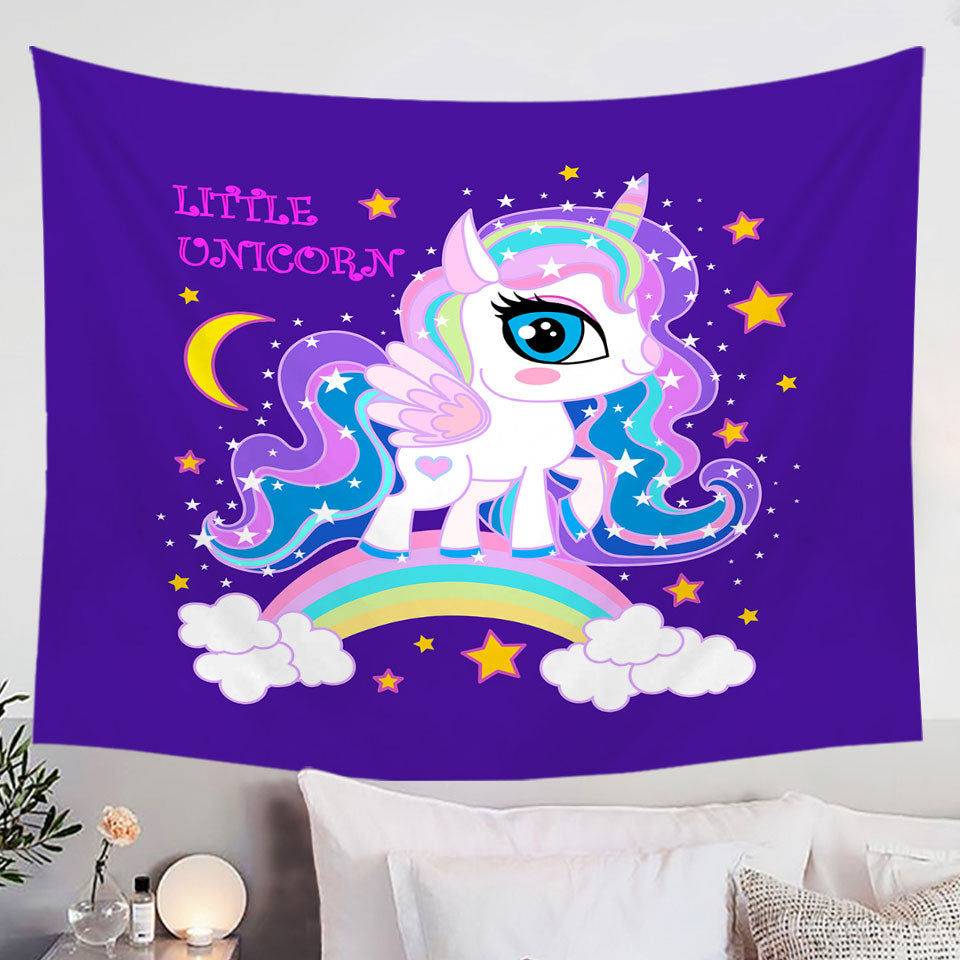Girlish Little Unicorn Wall Decor Tapestry