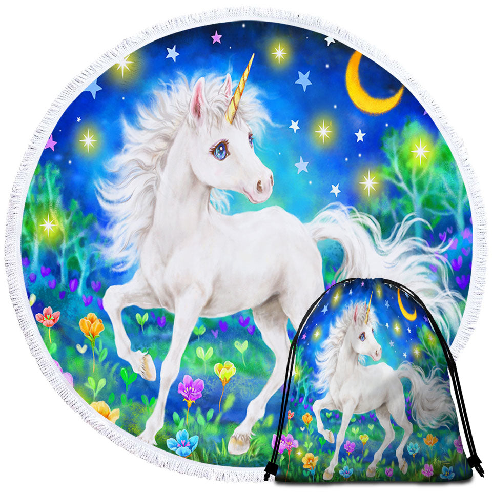 Girls Beach Towels and Bags Set Designs Unicorn Magical Blooming Dreams