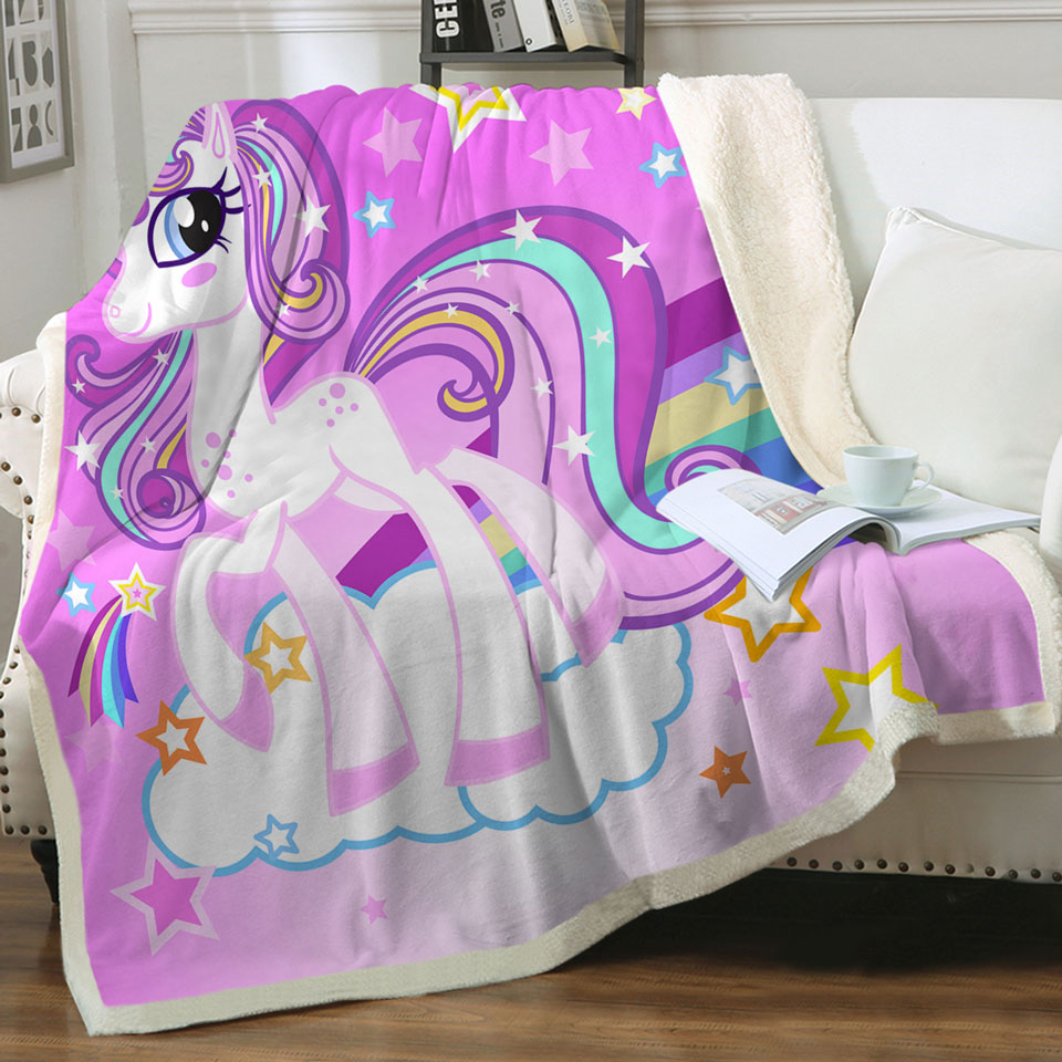 Girls Blankets Pinkish Rainbow Unicorn Throw Blanket