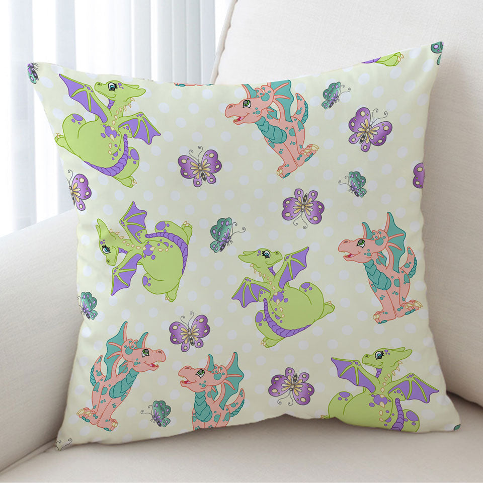 Girls Cushion Covers Butterfly and Dragon Pattern
