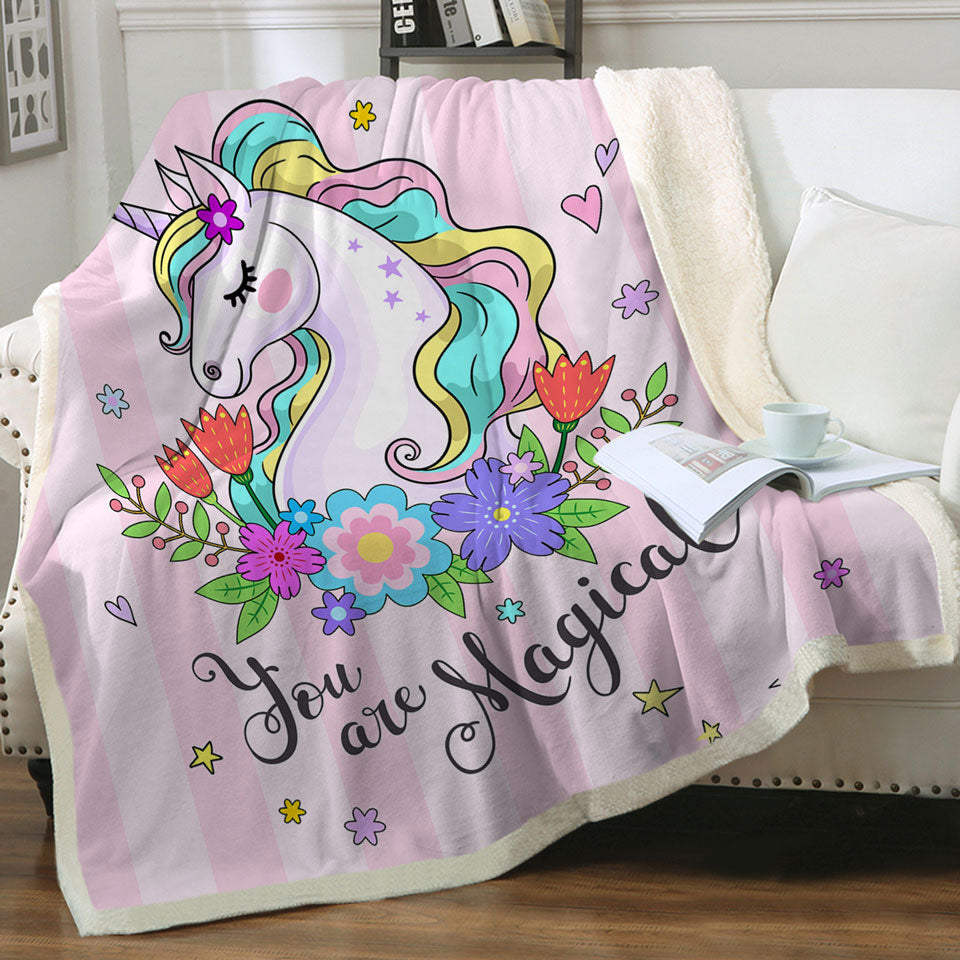 Girls Lightweight Blankets You are Magical Girly Unicorn