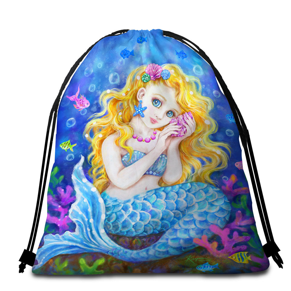 Girls Room Designs Colorful Corals and Mermaid Beach Bags and Towels