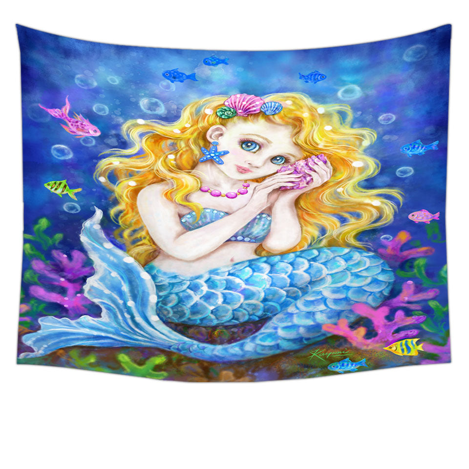 Girls Room Designs Colorful Corals and Mermaid Tapestry