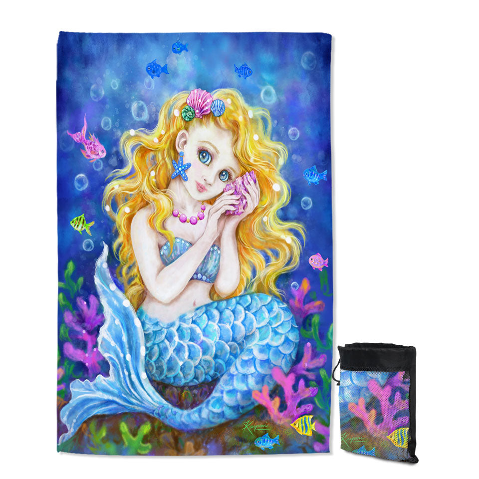 Girls Room Designs Colorful Corals and Mermaid Thin Beach Towels