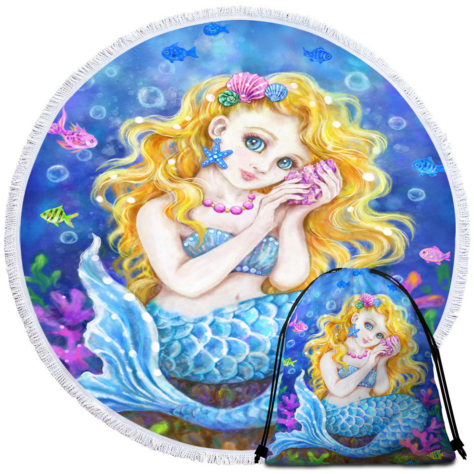 Girls Room Designs Colorful Corals and Mermaid Unique Beach Towels