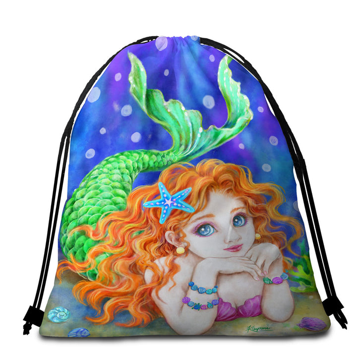 Girls Room Designs Mermaid Beach Towels and Bags Set