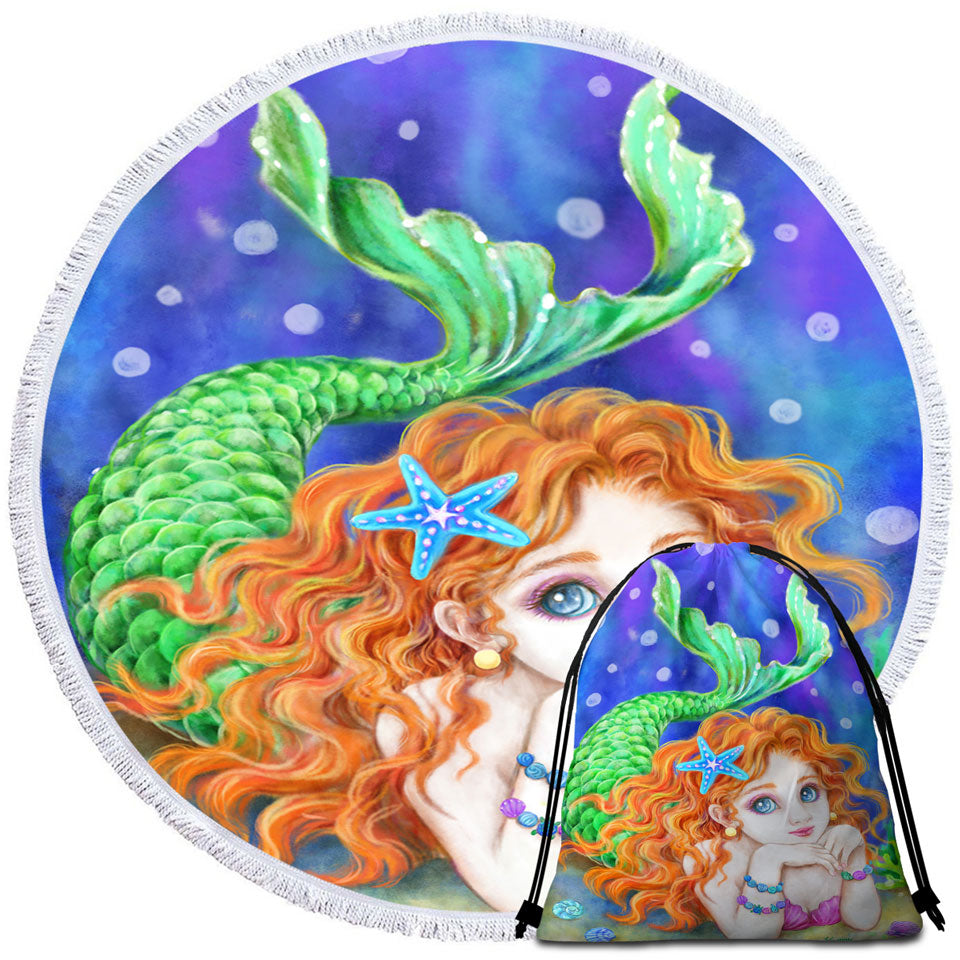 Girls Room Designs Mermaid Round Beach Towel
