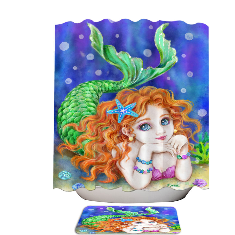 Girls Room Designs Mermaid Shower Curtains and Bathroom Rugs