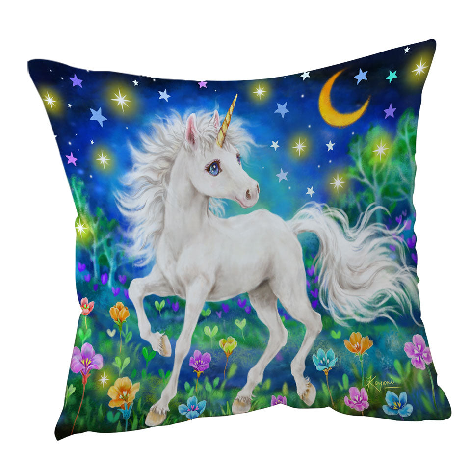 Girls Throw Pillows Designs Unicorn Magical Blooming Dreams
