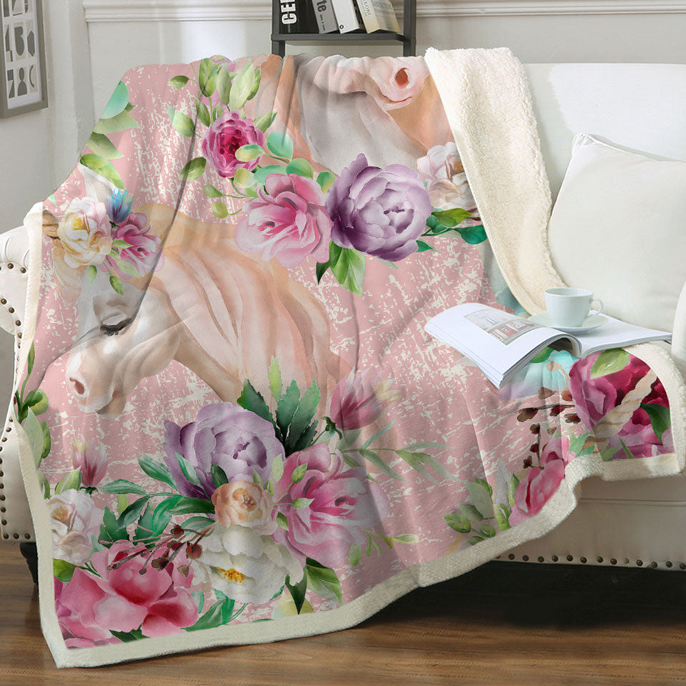 Girls Throws Floral Unicorns