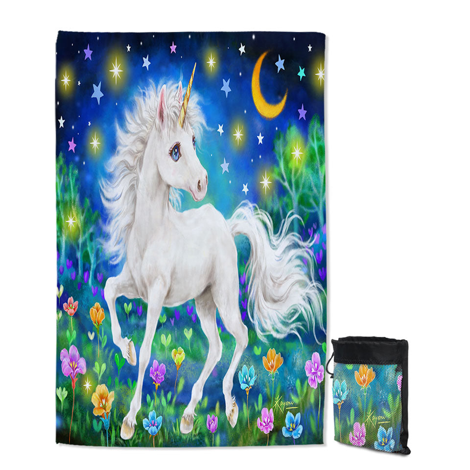 Girls Travel Beach Towel Designs Unicorn Magical Blooming Dreams